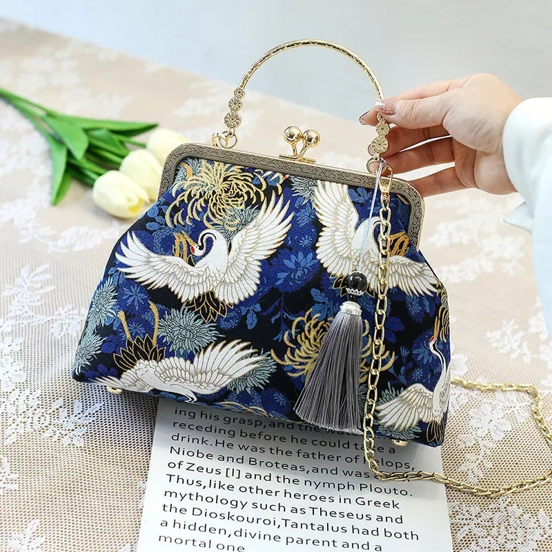 Mini Cross-body Box Bag | Stitch Hand sewing Asian Style Handbag