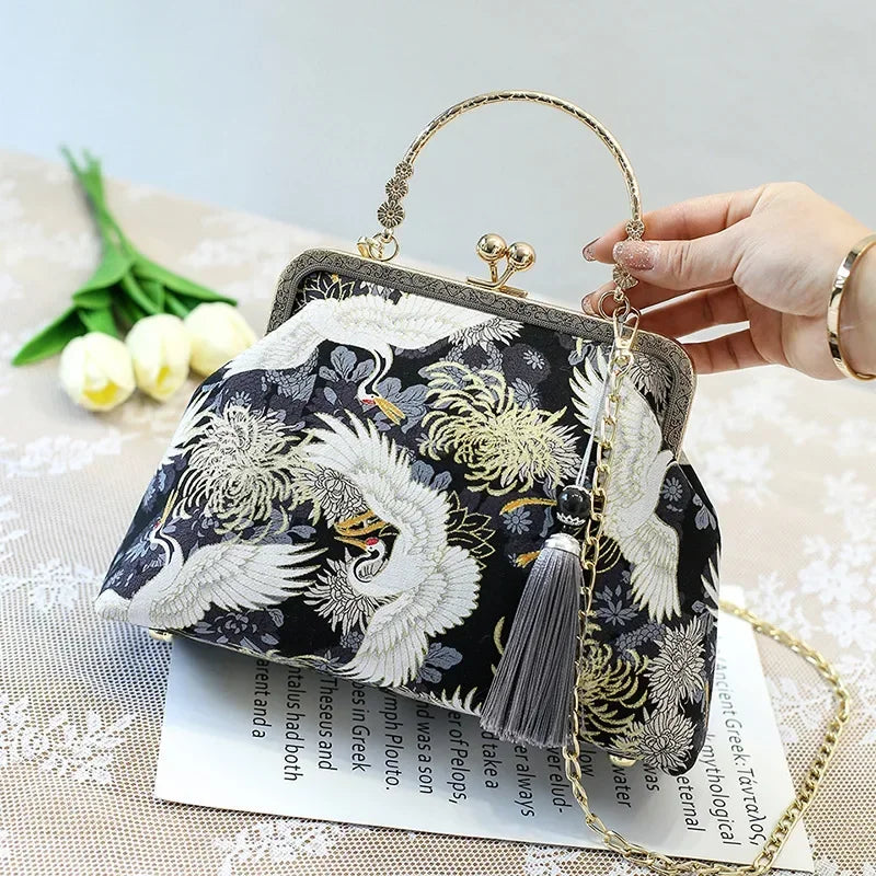 Mini Cross-body Box Bag | Stitch Hand sewing Asian Style Handbag