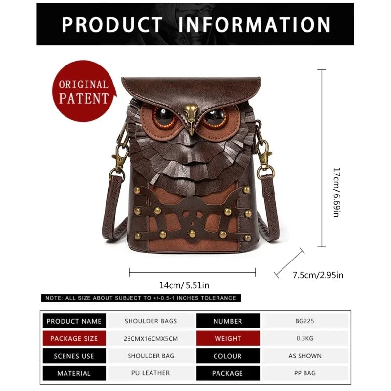 Mini Cross-body Box Bag |  Handcrafted Owl Shoulder Bag