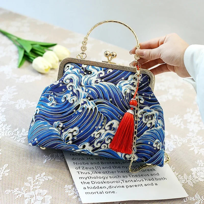 Mini Cross-body Box Bag | Stitch Hand sewing Asian Style Handbag