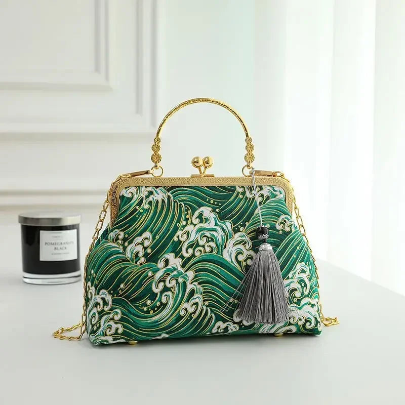 Mini Cross-body Box Bag | Stitch Hand sewing Asian Style Handbag