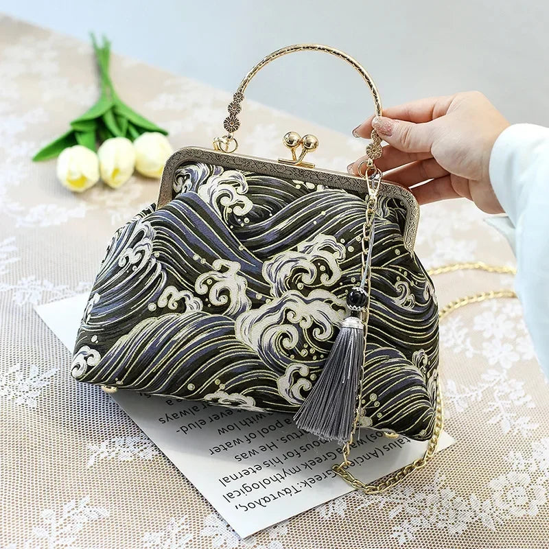 Mini Cross-body Box Bag | Stitch Hand sewing Asian Style Handbag