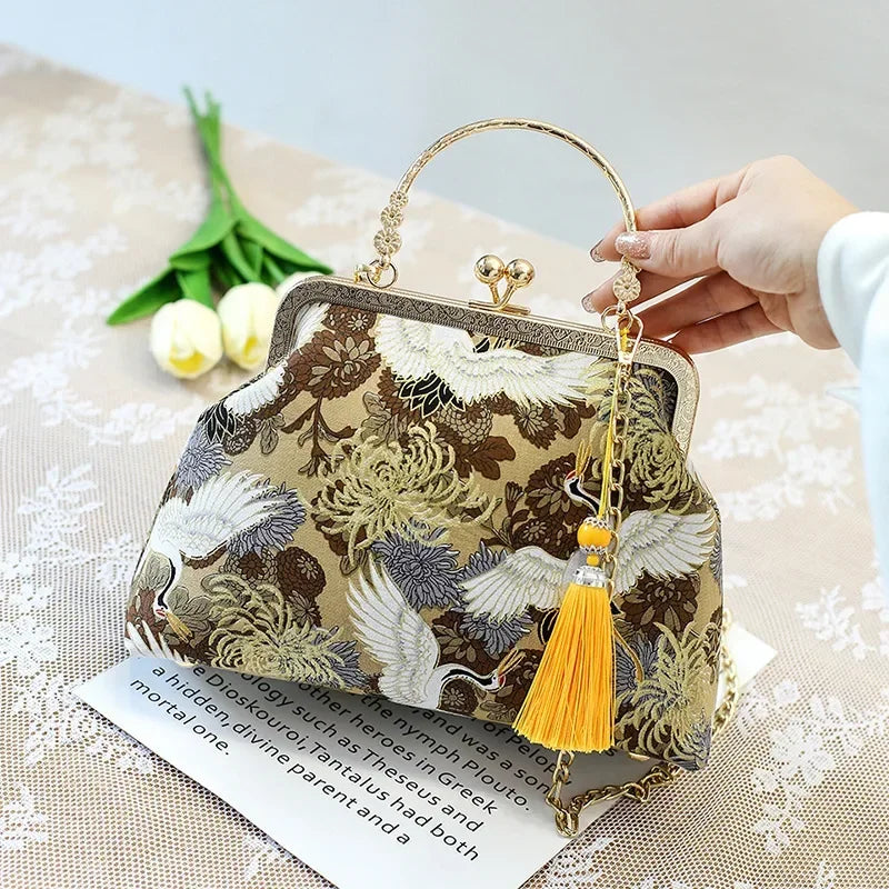 Mini Cross-body Box Bag | Stitch Hand sewing Asian Style Handbag